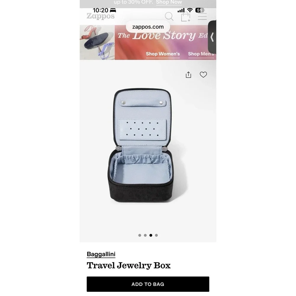 NWT $40 Baggallini Travel Jewelry Box Black Cheetah Embossed Zip Organizer Case
